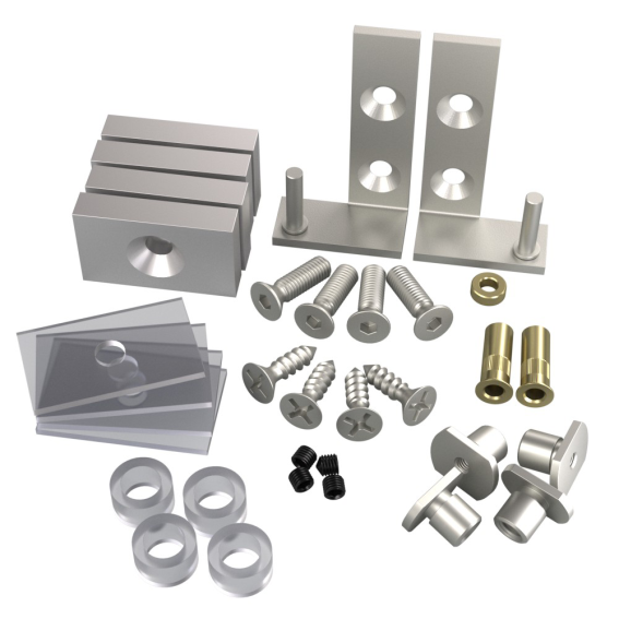 Door profile for glass door + hinges