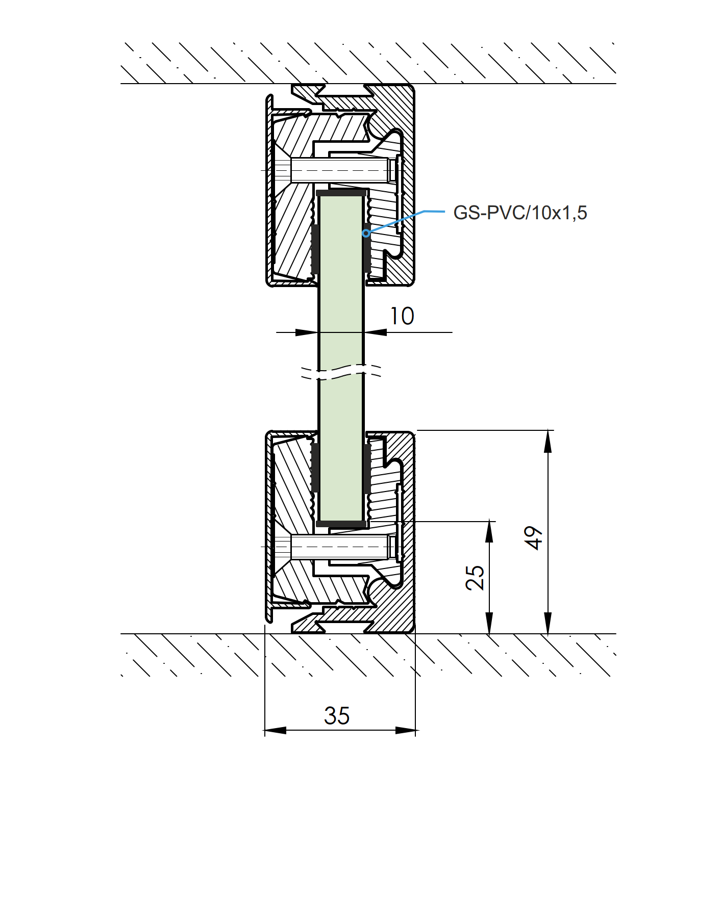 glazing profile 3m-set with cover BLACK H50