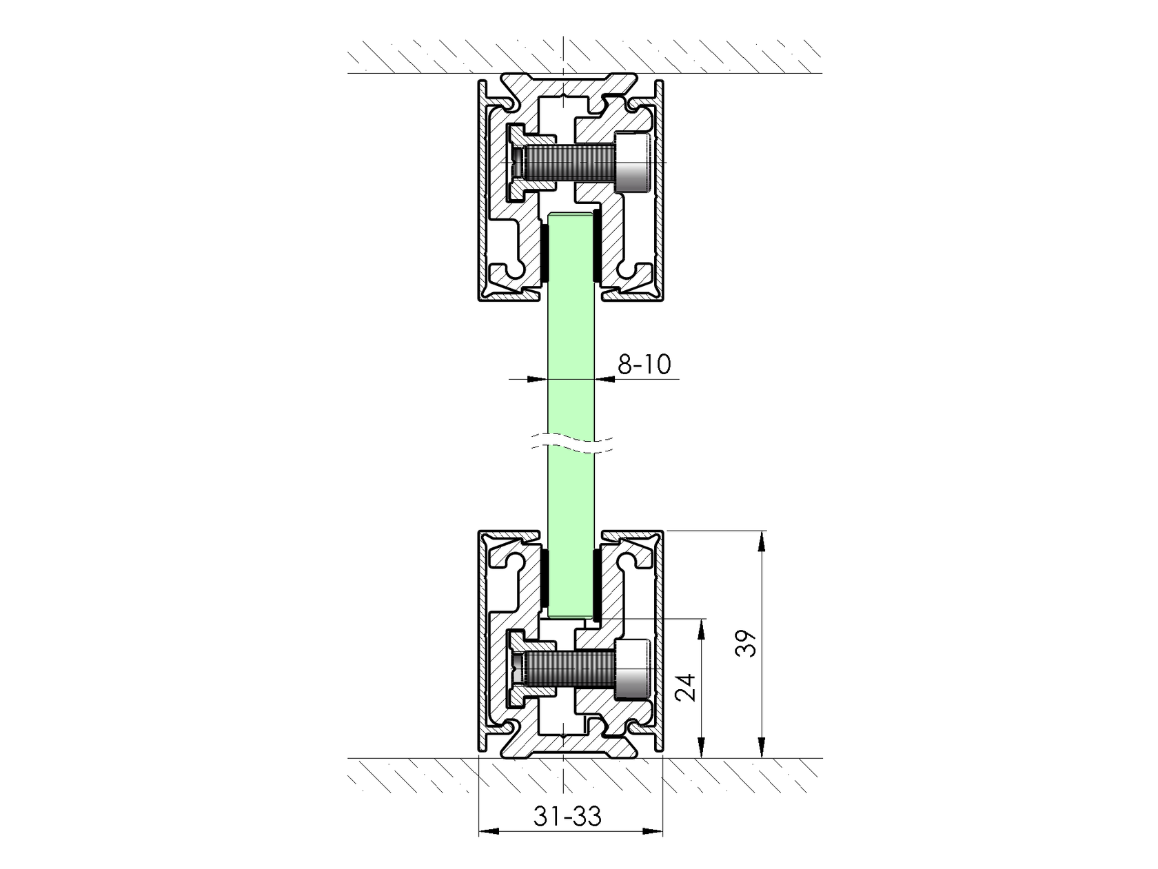 glazing profile 3m-set with cover COM