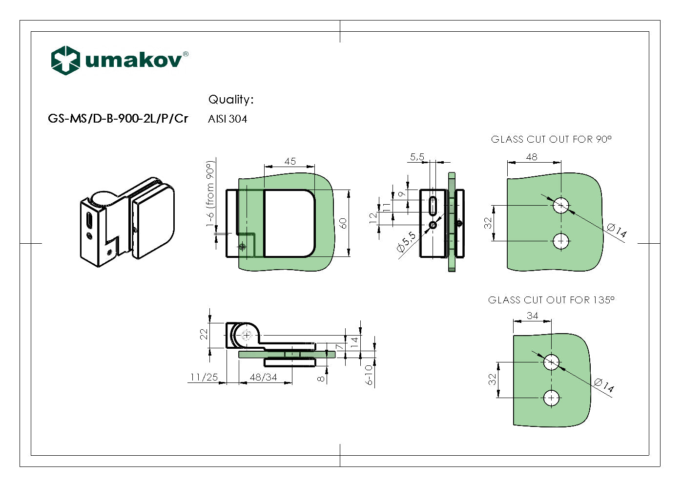 Hinge for glass shower door
