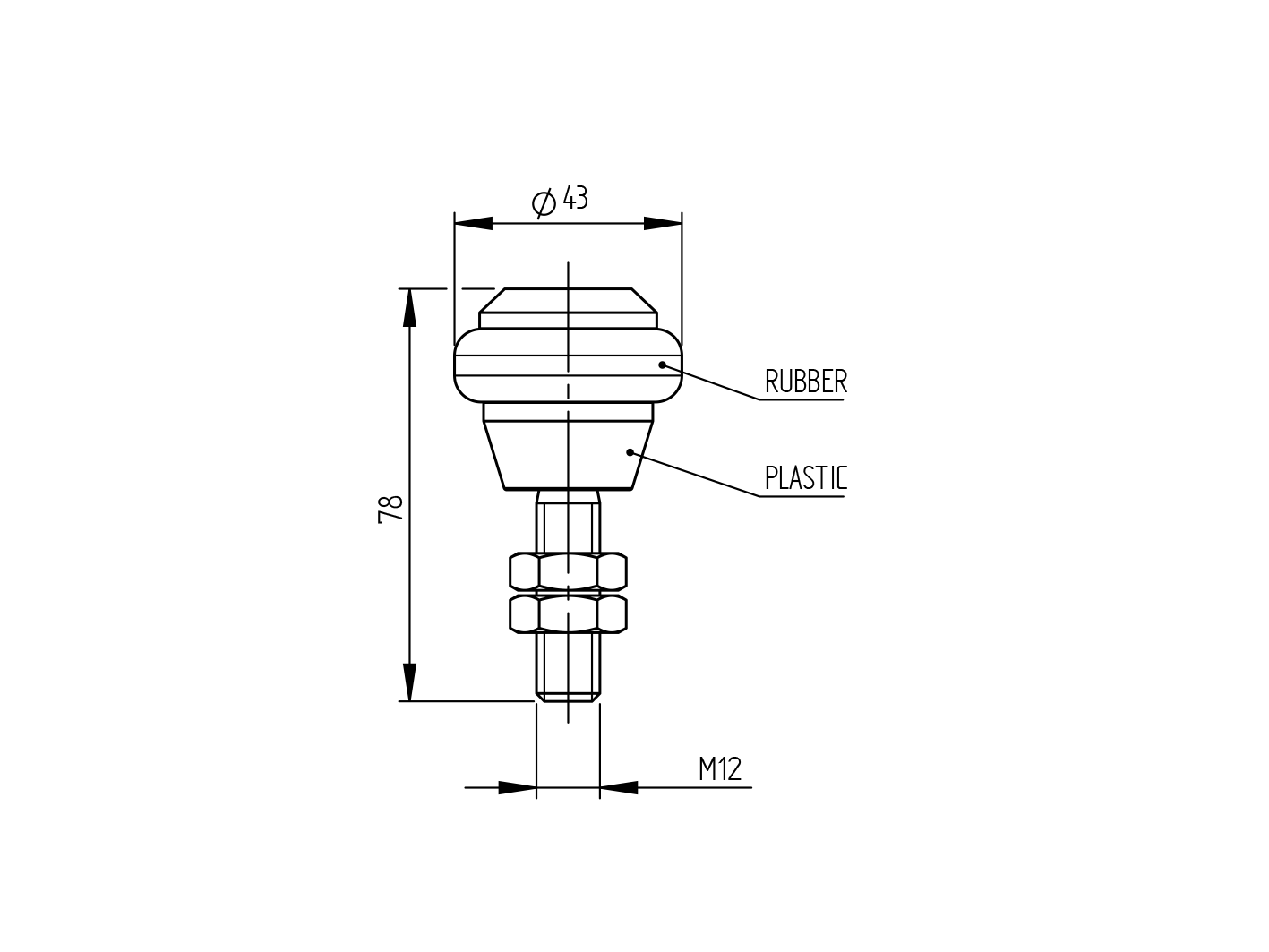 Plastic wheel with rubber ring, INOX,