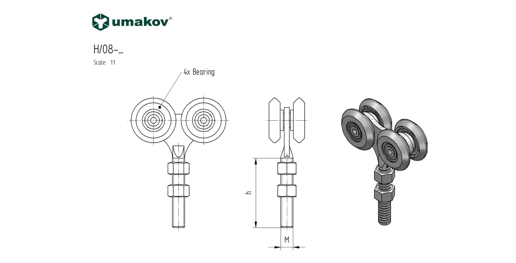 Gate roller track Zn, profile 42x54mm
