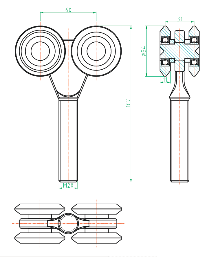 Gate roller track Zn, profile 57x67mm