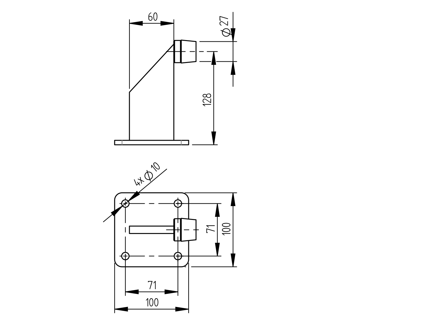 Stop with the end anchor bracket, Zn, anthracite
