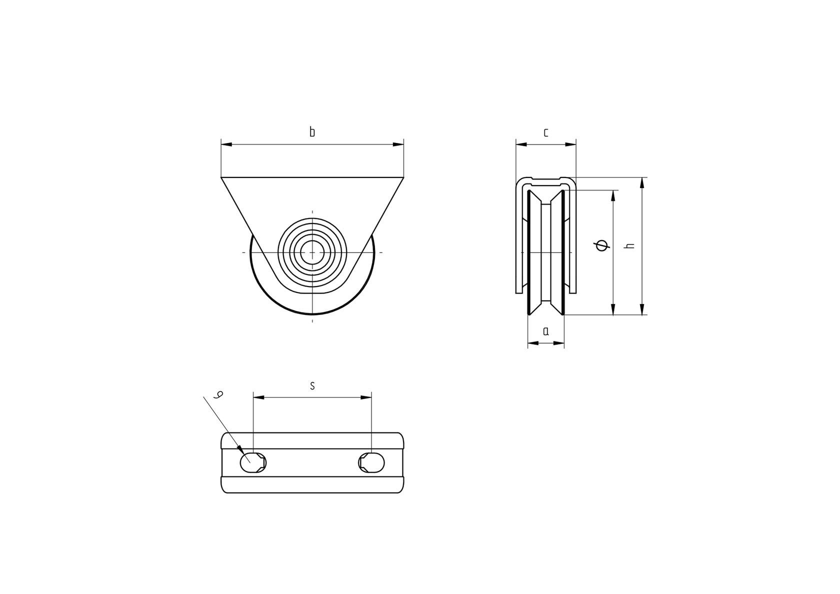 Pulley wheel - set -V, D80, anthracite