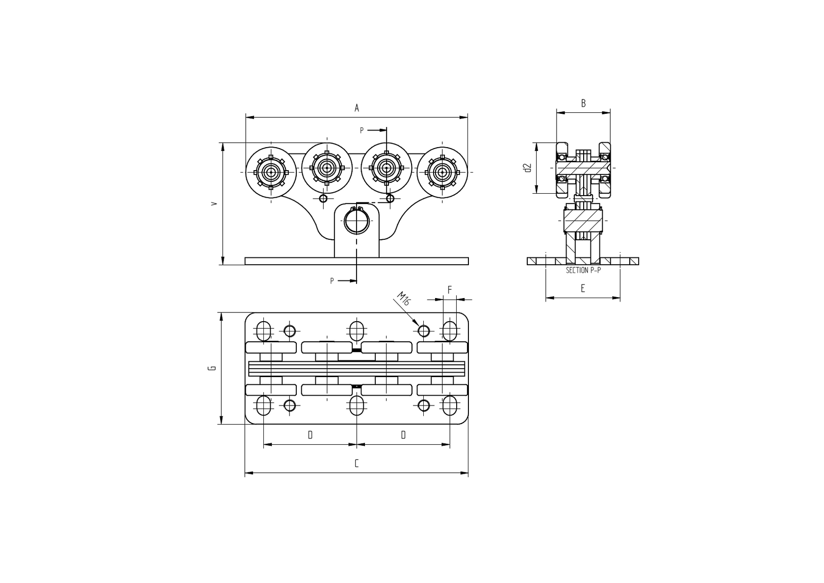 Cantilever gate carriage Zn, profile 94x85mm
