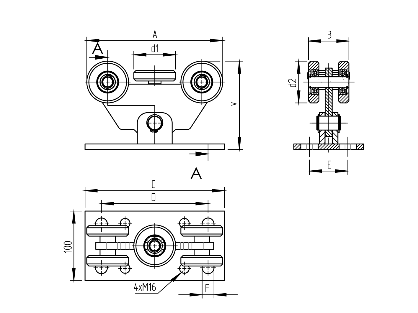 Cantilever Gate Carriage INOX profile 60x60