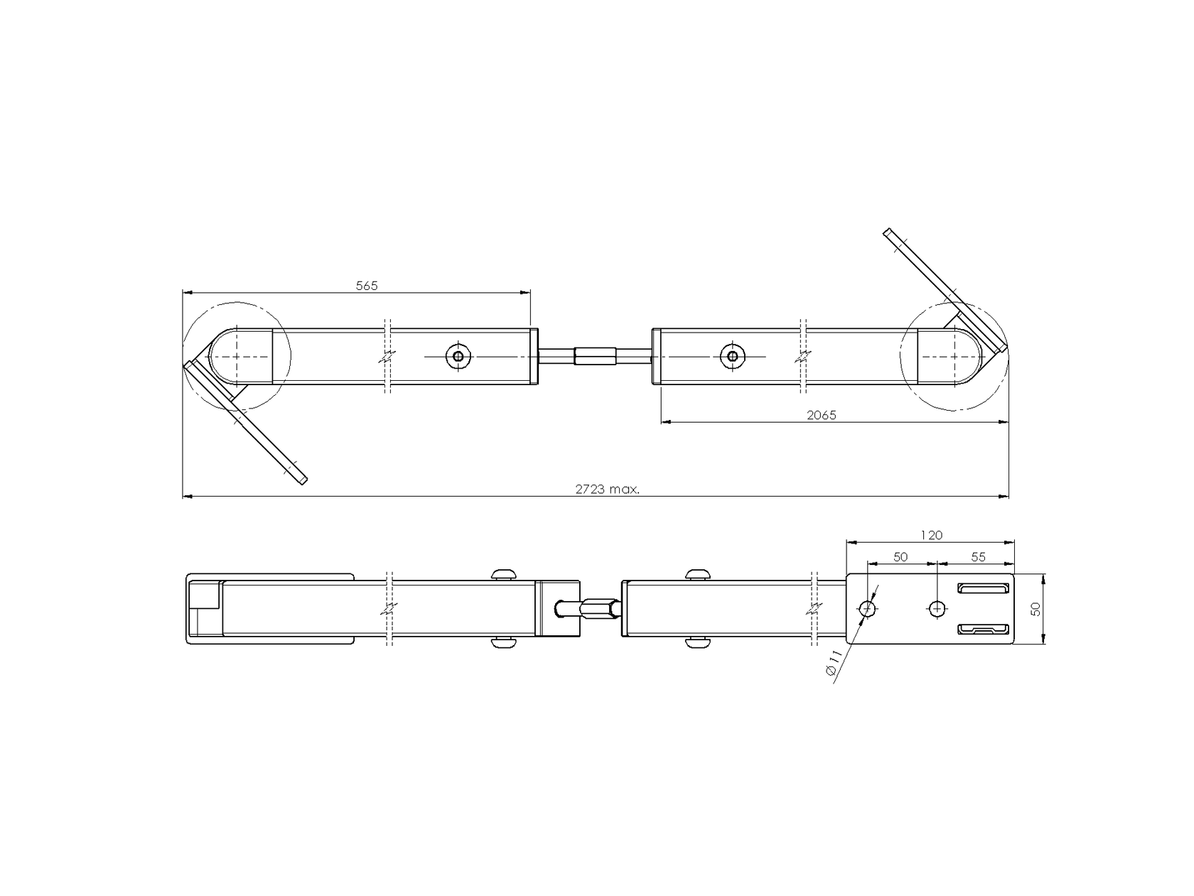 Napinák pre samonosnú bránu na profil 40x40
