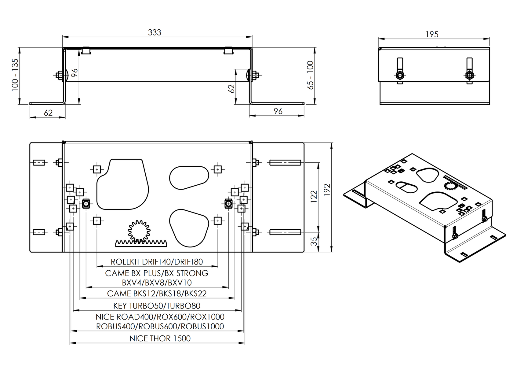 Univerzálny podstavec pre pohony posuvných brán