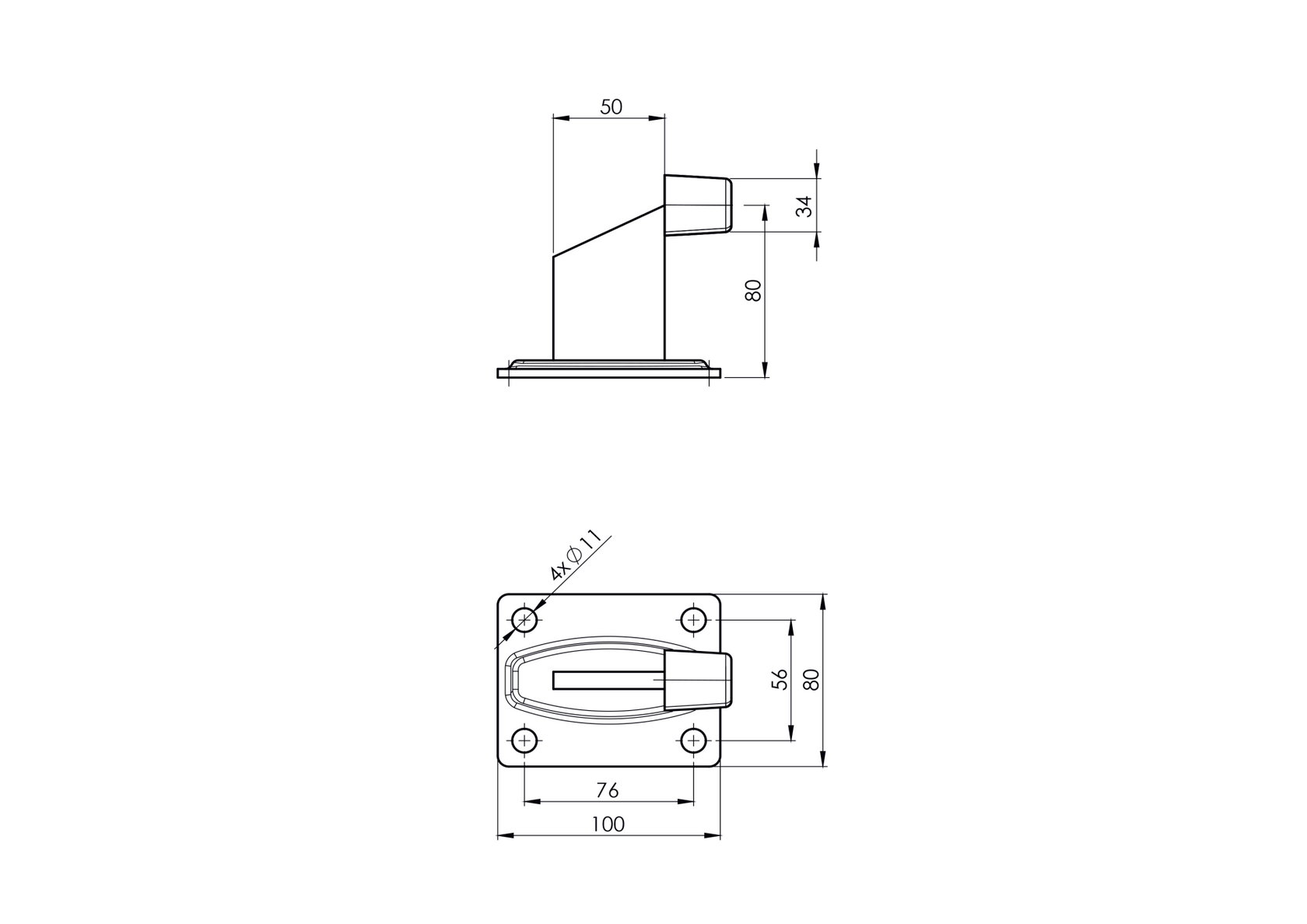 Stop with the end anchor bracket, Zn, anthracite