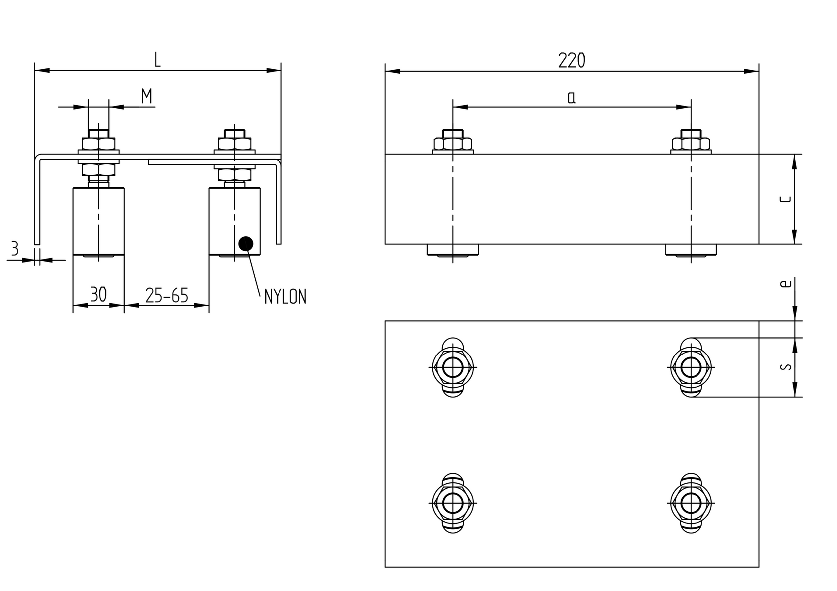 Ajdustable roller guide 4 rolls Zn, black