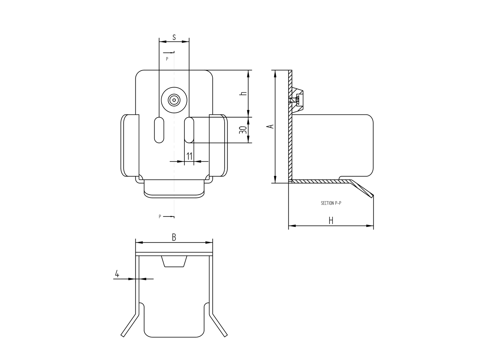 Cantilever Gate End Stop Zn, profile 70x70mm