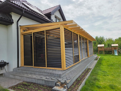 Aluminum sliding hardware for movable shading panels, 3 m profile with 60 kg load capacity – SET