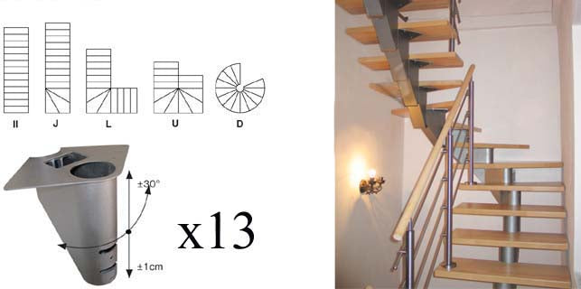 Staircase SEGMENT V 2640-2400mm, set 13x segment