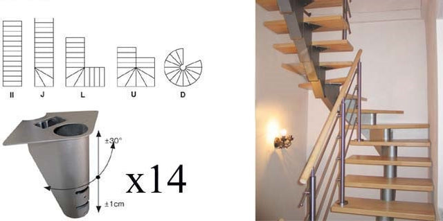 Staircase SEGMENT V 2830-2570mm, set 14x segment