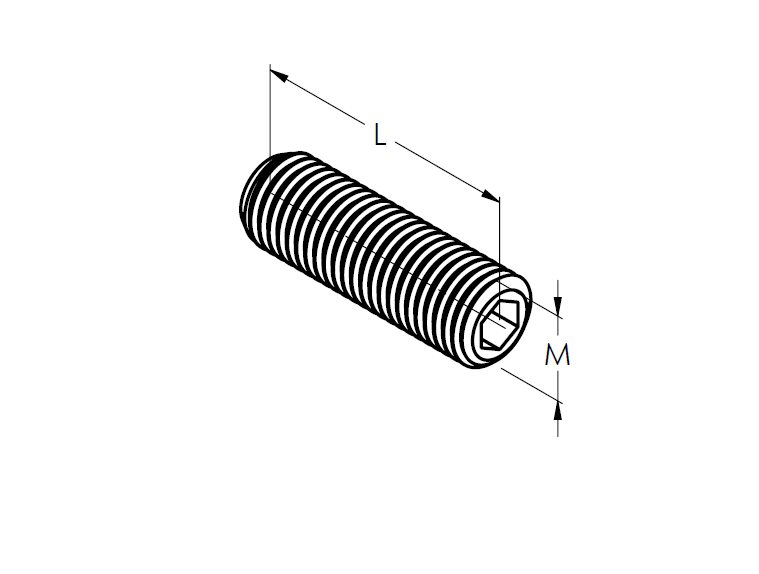 Hexagon socket set screw with flat point, AISI304, M8x40