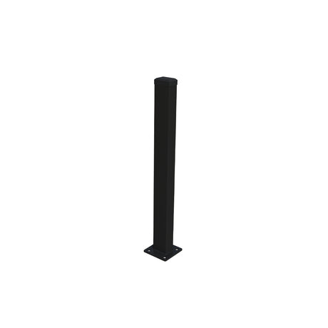 Verzinkter Pfosten 60x40 mm mit Fußplatte und PVC-Kappe, 1400 mm - Schwarz RAL 9005