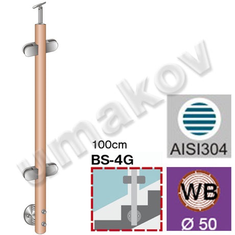 Beech pole D50m AISI304+BEECH, D42,4/4xModel22/H10