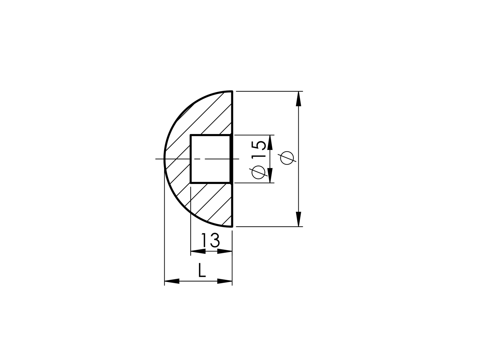 Oak half-ball end cap DUB (OAK)