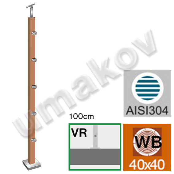 Stĺpik BUK JP 40 x 40, v=100cm, VK-rovné