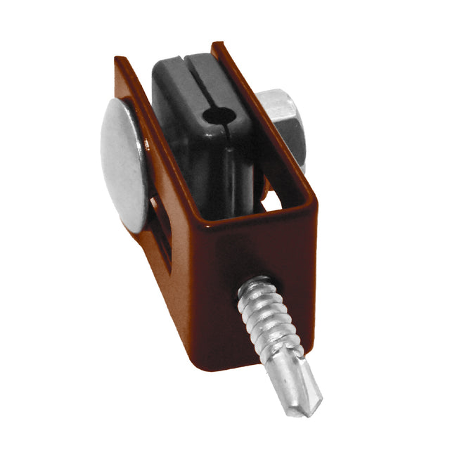 Príchytka zváraného panela "U" ZnPVC hnedá