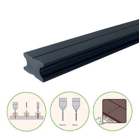 WPC solid base prism antracit 40x25x2900mm