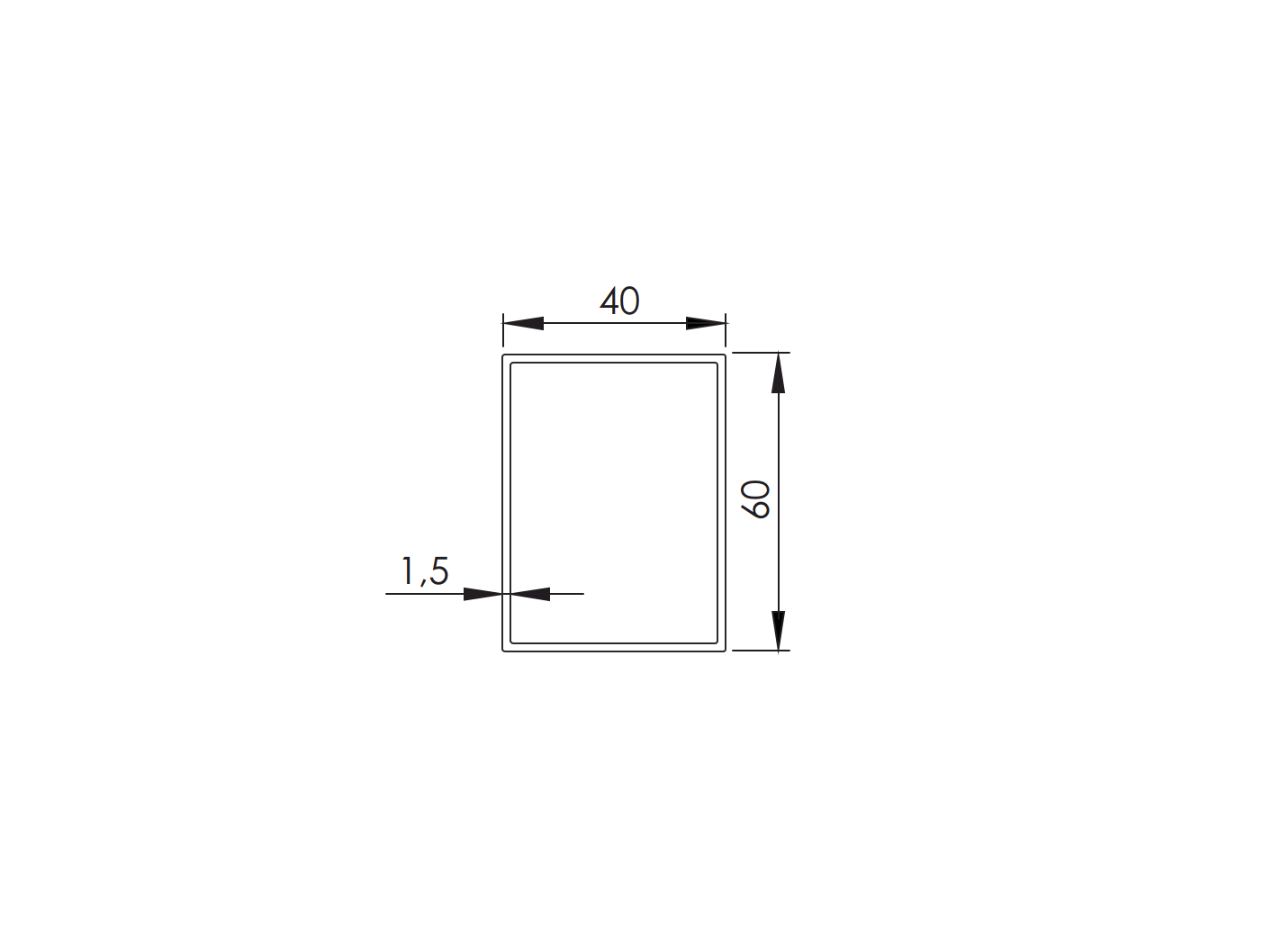 Galvanized profile JP 60x40x1.5mm-6000