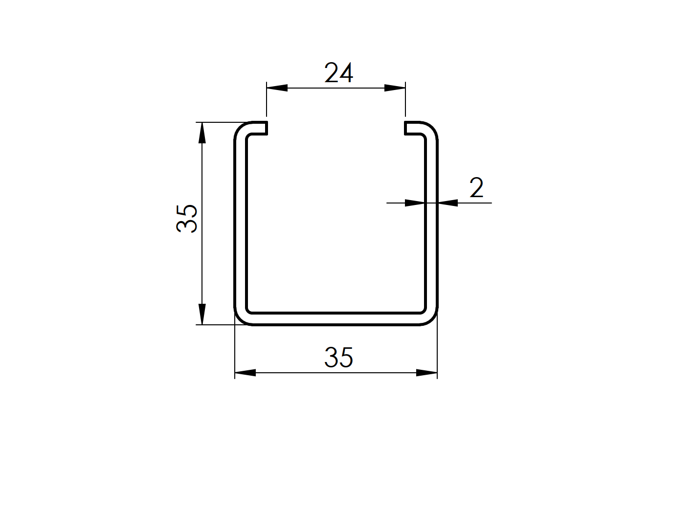 Galvanized C-profile 35 x 35 x 2 mm - 6000