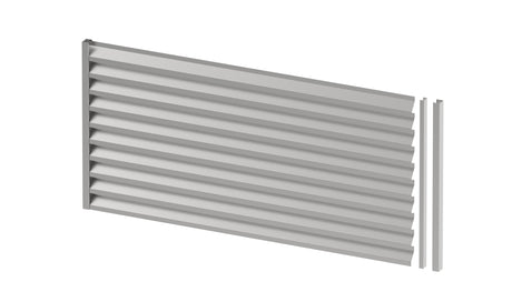 Galvanized steel fence 1x2m with galvanized steel louver infill 40.5x105, Natural