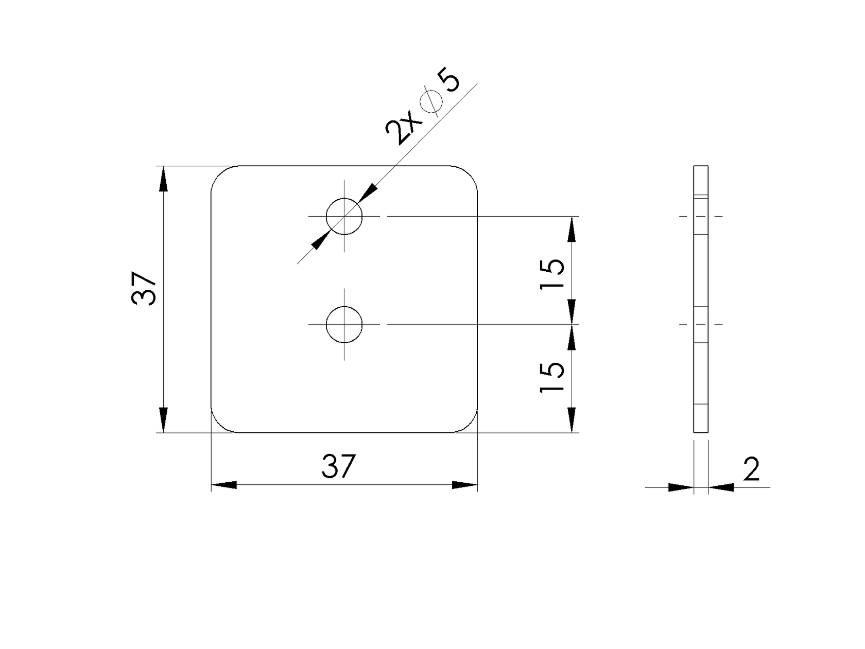 Galvanized steel cap for profile ZN/C35x35x2