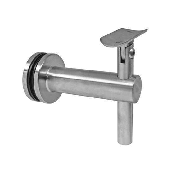 Glass-mounted handrail bracket