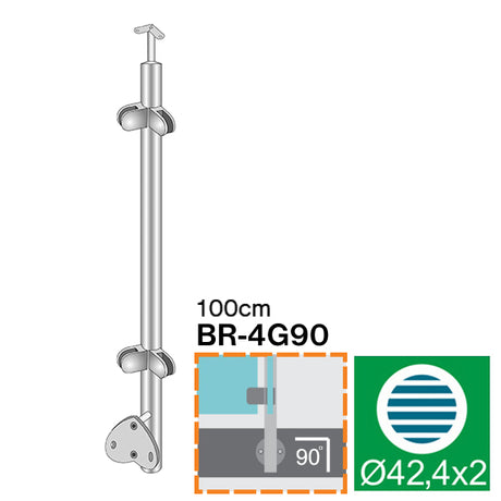 Stainless steel pole AISI304, D42,4/4xmodel22/H100
