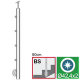 Stainless steel pole, BK-stairs, polished AISI304,