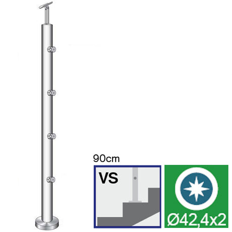 Stainless steel pole, VK-staircase