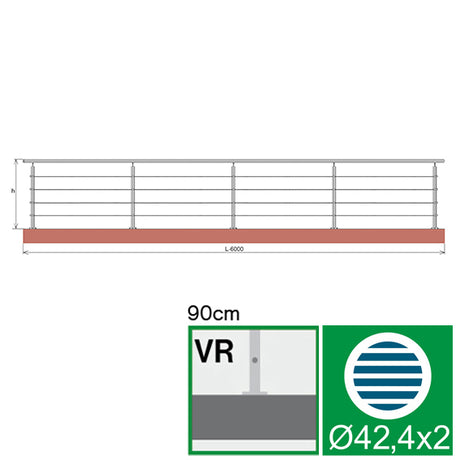 Cable railing AISI304, AISI304, D42,4/4xd5/H900/L6