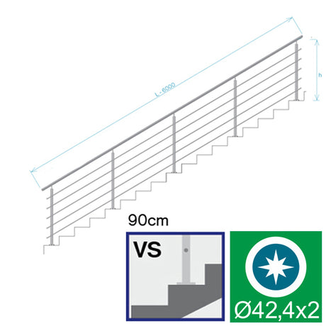 Railing AISI304-polished, VR STAIRS AISI304, D42,4