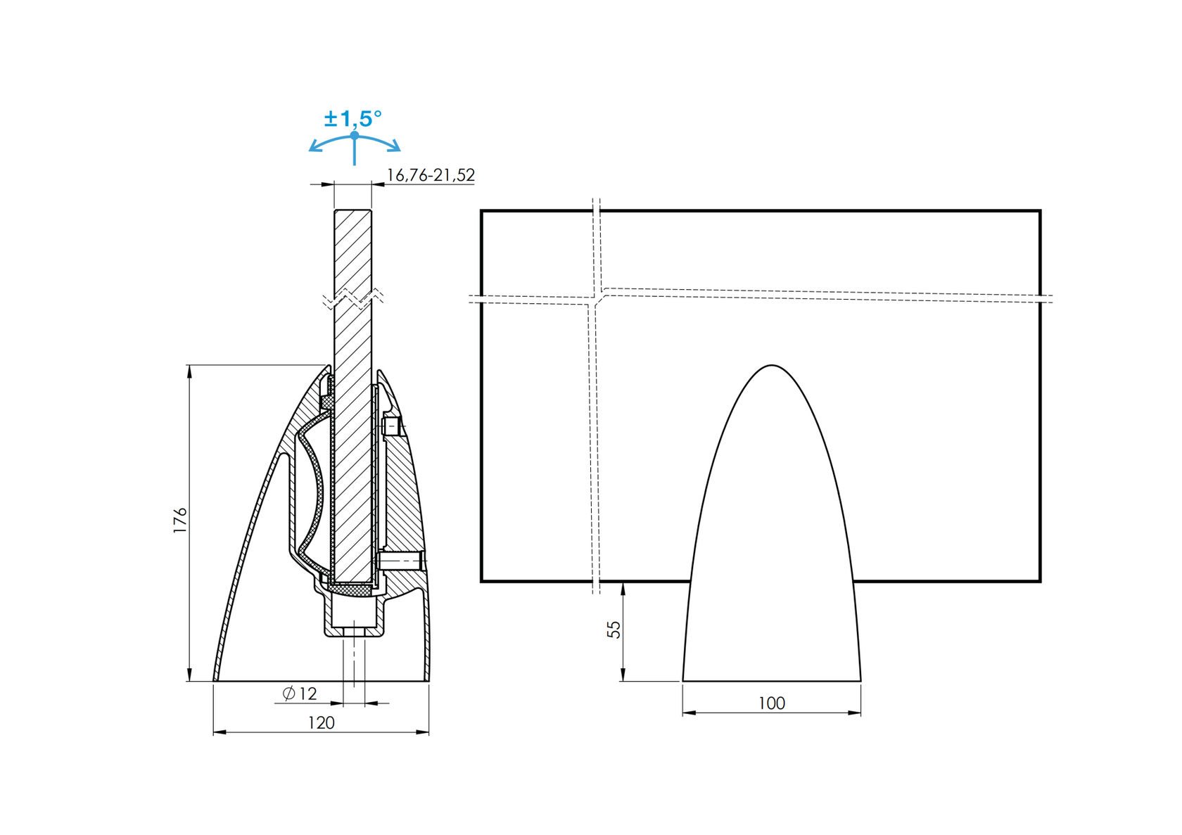 Adjustable spigot - Anchor post for glass