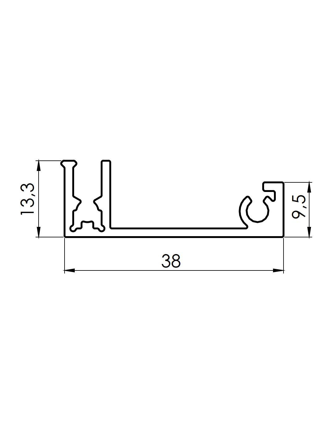 Aluminum fence adapter for fillings - 1200mm cover strip