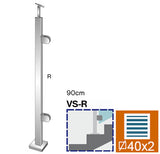 Stainless steel pole, right AISI304, 40x40x2/2xmod