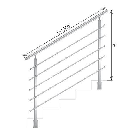 Railing JP, BR STAIRS AISI304, 40x40x2/4xd12/H900/