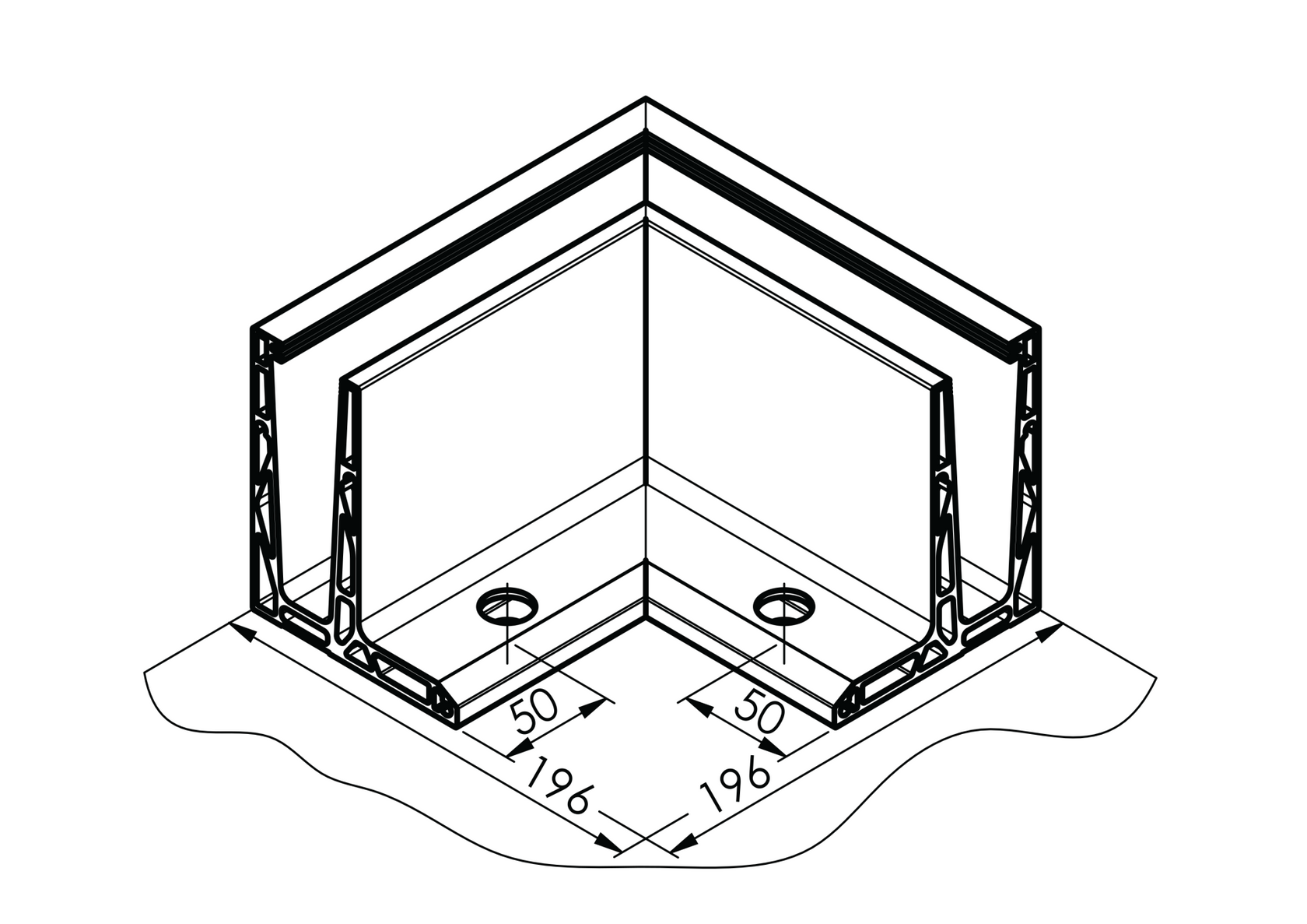 AL. profile, top mount  90° IN corner AL/ELOX/Sati