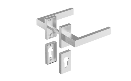 Door handle with plate, pair AISI 304, K320