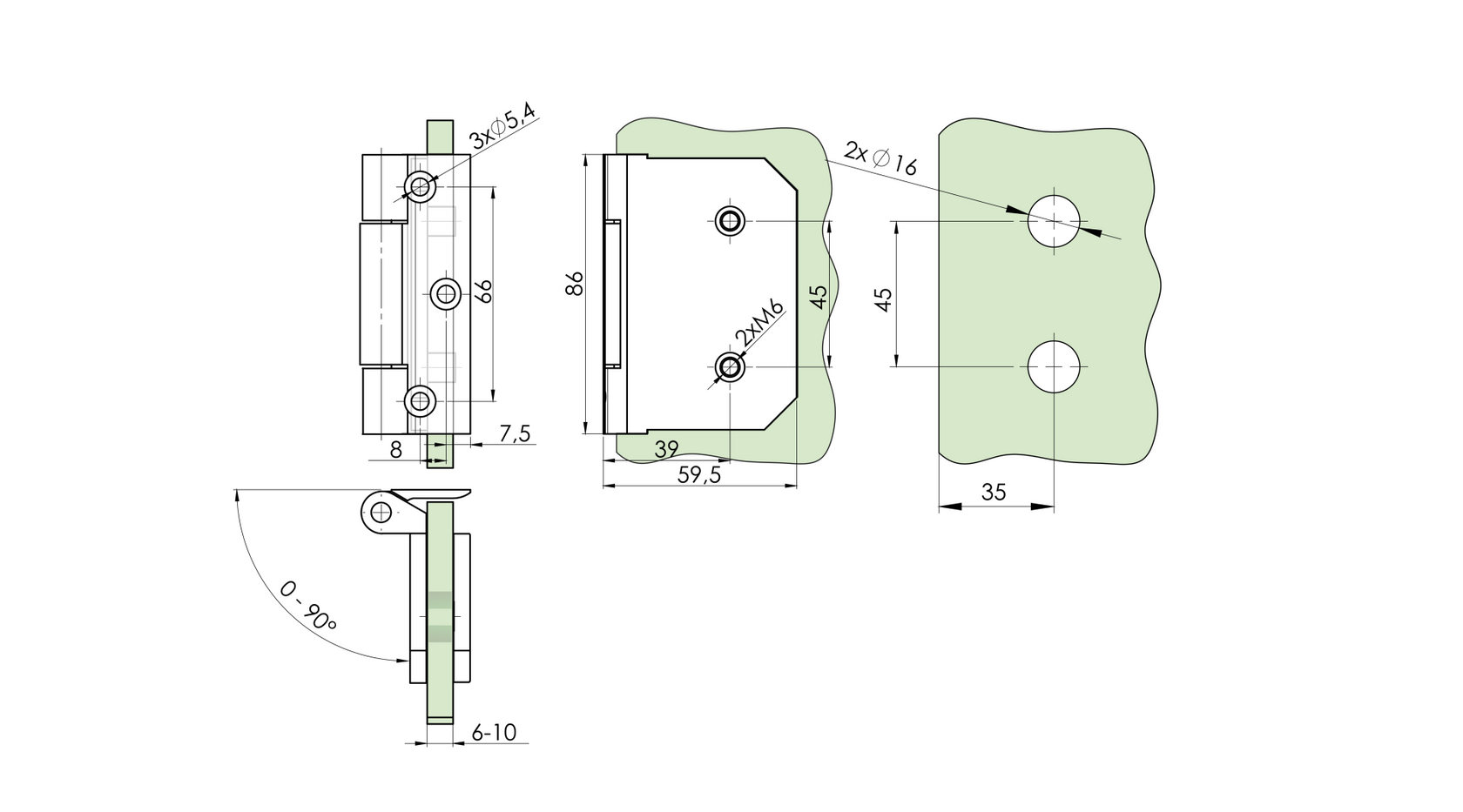 Stainless steel hinge for glass doors Bar