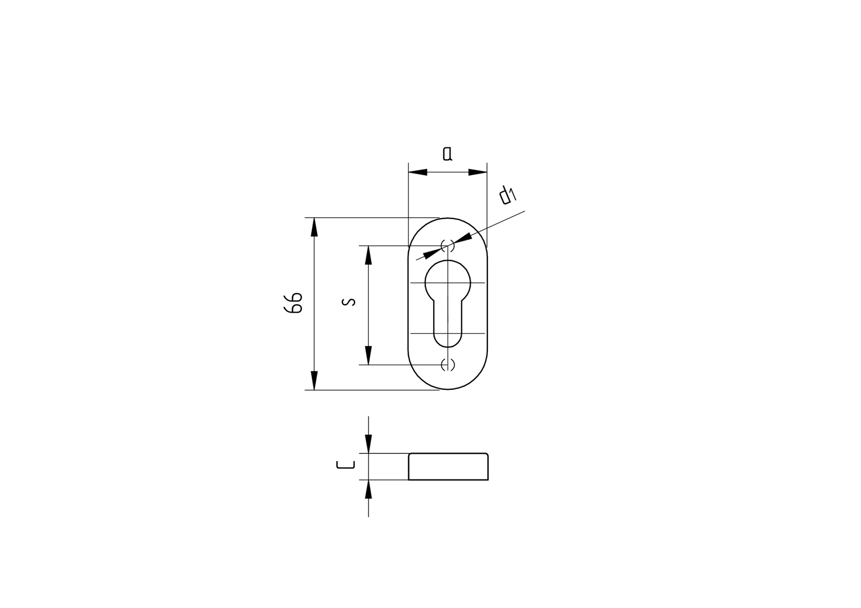 Lock plate FAB 67x31, PVC