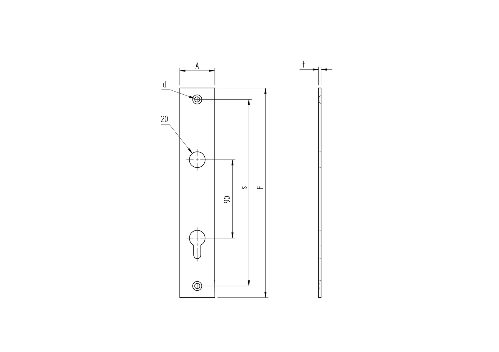 Decorated gate plate 260x60, t3, C90, D20mm