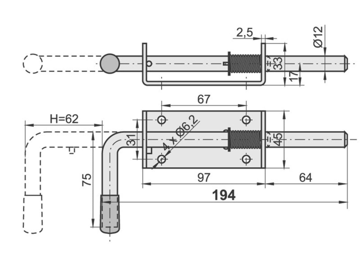 Gate socket Zn, L200mm