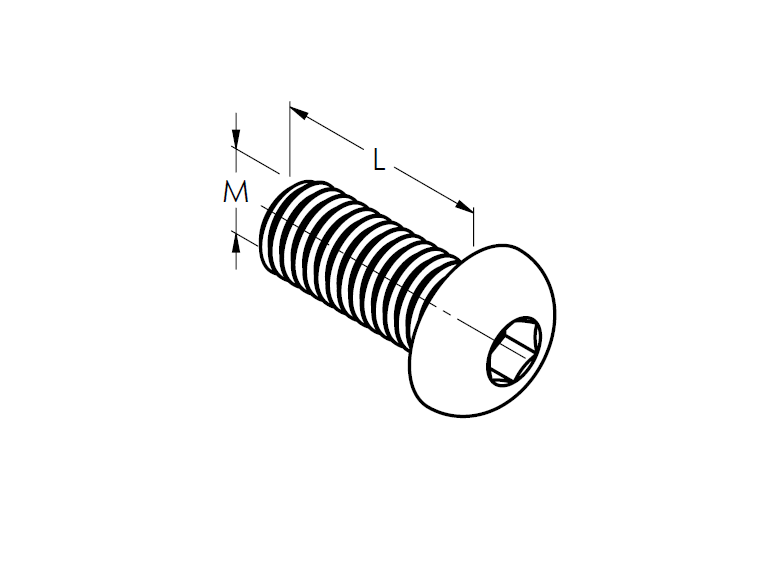 Hexagon socket button head screw, AISI316, M10x20