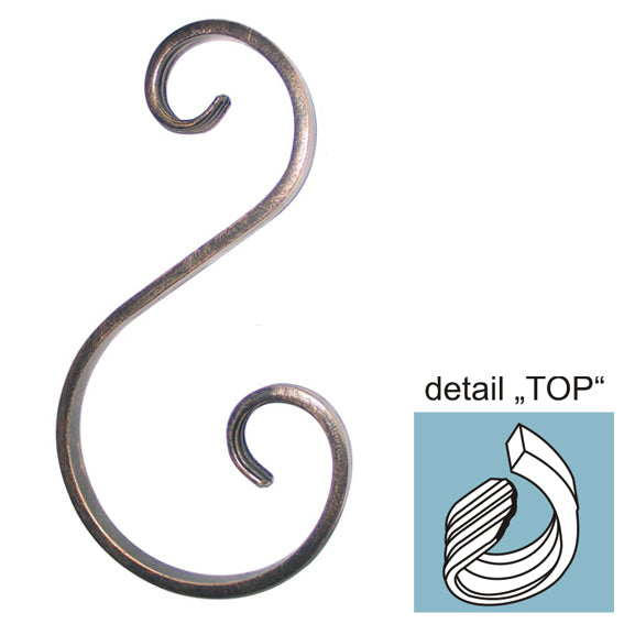 Scroll "S" h170, b75/45, 12x6mm