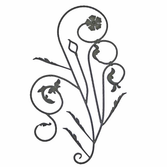 Ornament-left h1120, b680, P/111-D12mm, hammered