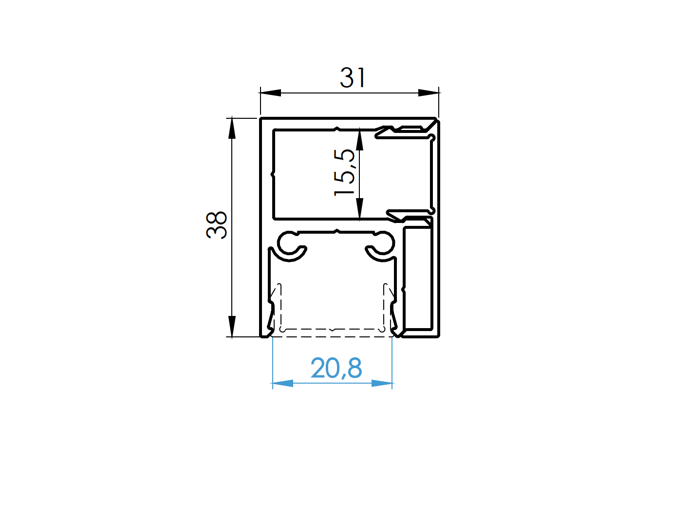 Set of aluminum fence adapters for fillings 20 - 6000mm